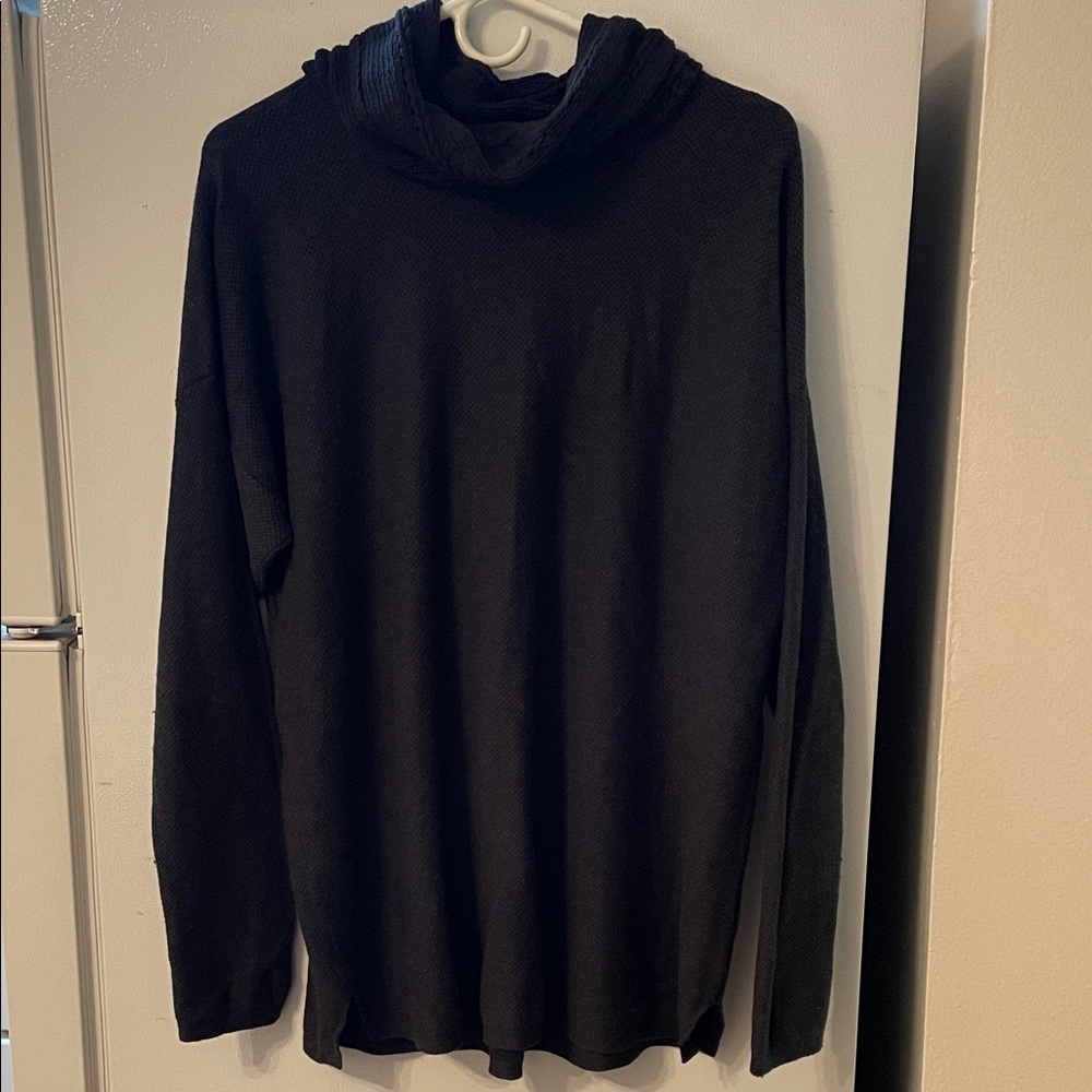 J.McLaughlin XL Dark Gray Cashmere Blend Cotton Sweater‎ Detachable Neck Piece